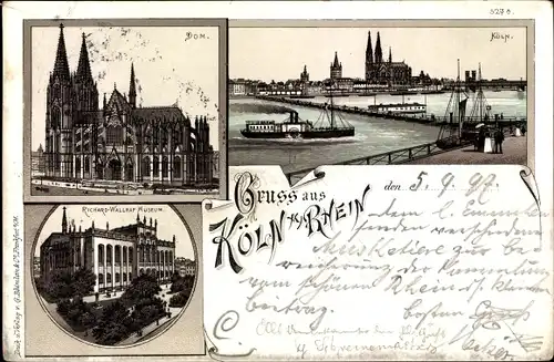 Litho Köln am Rhein, Dom, Richard-Wallraf Museum