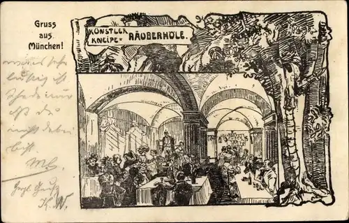 Ak München, Künstlerkneipe Räuberhöle, Räuberhöhle