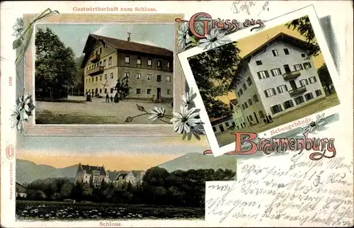 Ak Brannenburg in Oberbayern, Gastwirtschaft zum Schloss, Nebengebäude, Schloss
