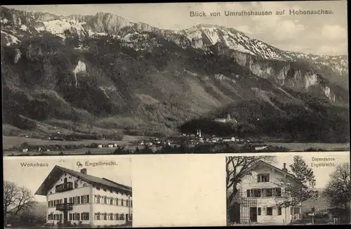 Ak Umrathshausen Frasdorf in Oberbayern, Panorama mit Hohenaschau, Wohnhaus Engelbrecht, Dependance