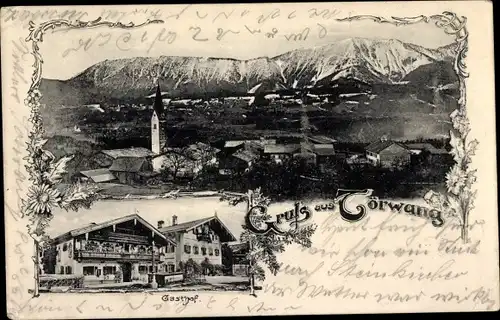 Ak Törwang Samerberg in Oberbayern, Panorama, Kirche, Gasthof