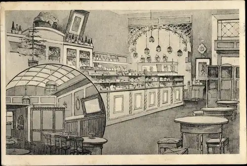 Künstler Ak München, Conditorei Café Haaser, Theatinerstraße 23