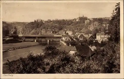 Ak Saalburg in Thüringen, Panorama, Brücke