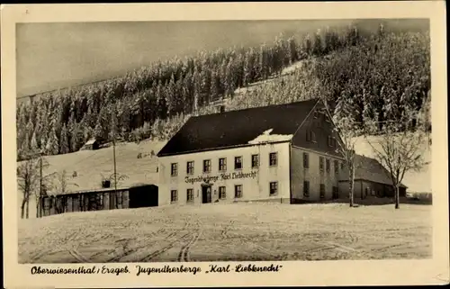 Ak Oberwiesenthal im Erzgebirge Sachsen, Jugendherberge Karl Liebknecht