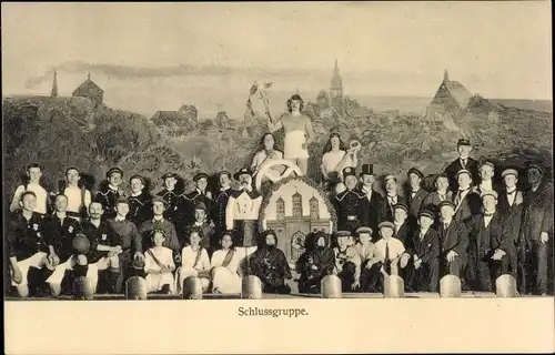 Ak Freiberg in Sachsen, Bergfestspiele, Schlussgruppe, Theaterszene