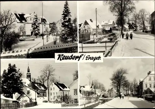 Ak Neudorf Sehmatal im Erzgebirge, Ortsansichten, Winter