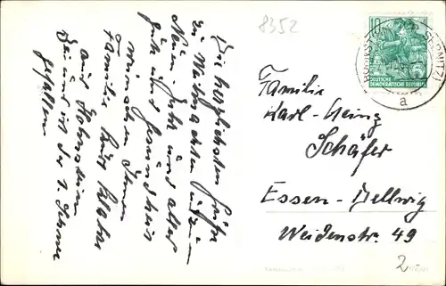 Ak Hohnstein in der Sächsischen Schweiz, Teilansicht mit Blick zur Burg im Winter