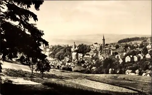 Ak Eibenstock im Erzgebirge Sachsen, Ortsansicht mit Kirche