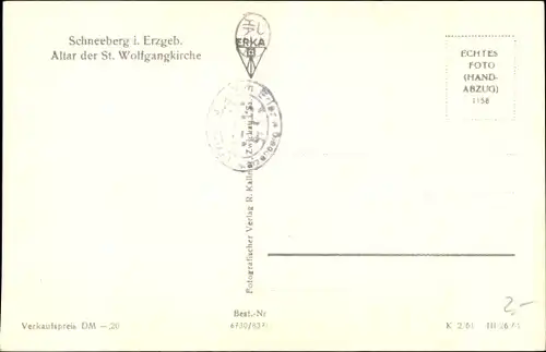 Ak Schneeberg im Erzgebirge, Altar der St. Wolfgangskirche