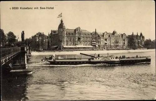 Ak Konstanz am Bodensee, See-Hotel, Brücke, Dampfer Neptun