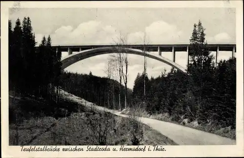 Ak Hermsdorf in Thüringen, Teufelstalbrücke