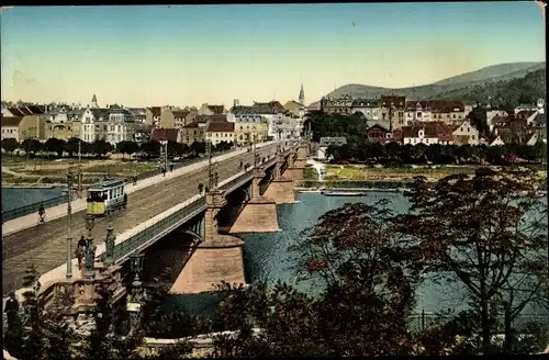 Ak Neuenheim Heidelberg am Neckar, Friedrichsbrücke, Straßenbahn