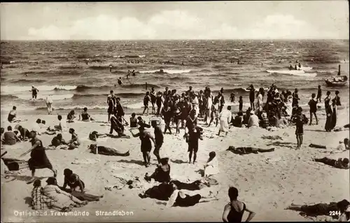 Ak Ostseebad Travemünde Lübeck, Strandleben