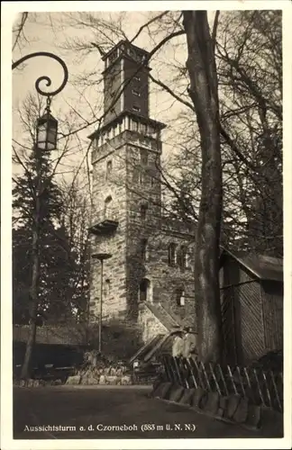 Ak Cunewalde in der Lausitz, Aussichtsturm auf dem Czorneboh, Bergwirt Martin Kalauch