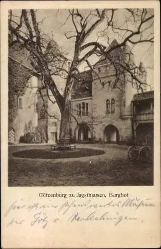Ak Jagsthausen an der Jagst Württemberg, Burghof der Götzenburg