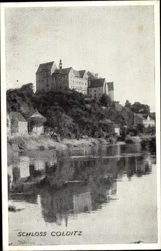 Ak Colditz in Sachsen, Schloss von der Mulde gesehen