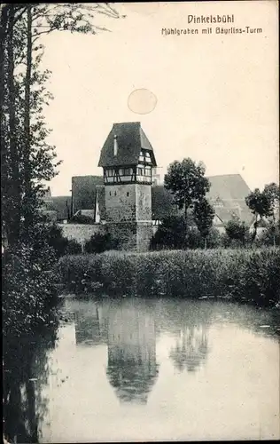 Ak Dinkelsbühl in Mittelfranken, Mühlgraben mit Bäuerlins-Turm
