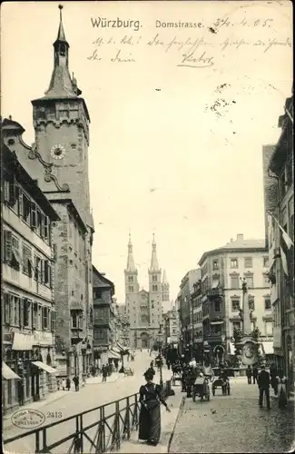 Ak Würzburg am Main Unterfranken, Domstraße