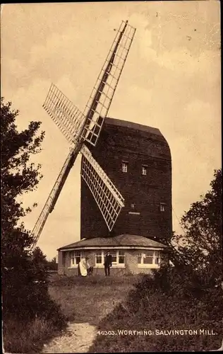 Ak Worthing West Sussex England, Salvington Mill, Windmühle