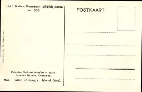 Künstler Ak Jamaja, Estländische Volkstracht, Mann, Jacke, Mütze