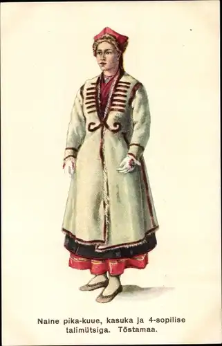 Künstler Ak Estonian National Costumes, Woman of the Parish of Töstamaa