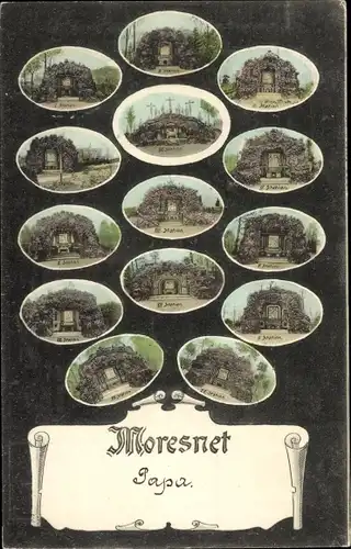 Ak Moresnet Plombières Bleiberg Wallonien Lüttich, Grotten mit Kreuzweg-Stationen