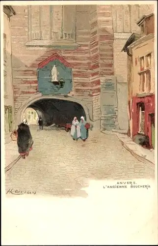 Künstler Litho Cassiers, H., Anvers Antwerpen Flandern, L'ancienne Boucherie