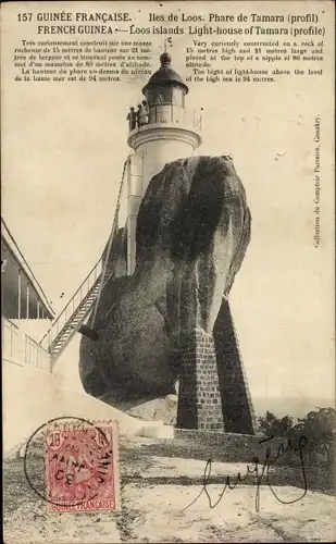 Ak Conakry Guinea, Iles de Loos, Phare de Tamara (profil), Leuchtturm