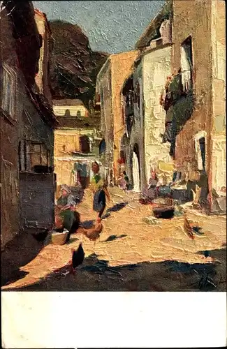 Künstler Ak Taormina Sicilia, Rue caracteristique