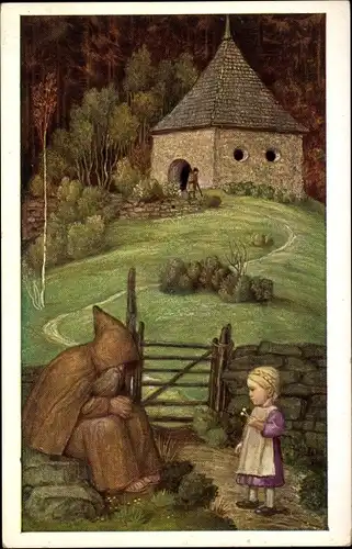 Künstler Ak Schiestl, Matthäus, Der Einsiedler und das Kind