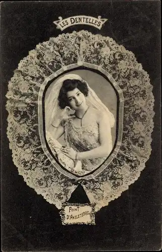 Ak Les Dentelles, Point d'Angleterre, Spitze, Frauenportrait