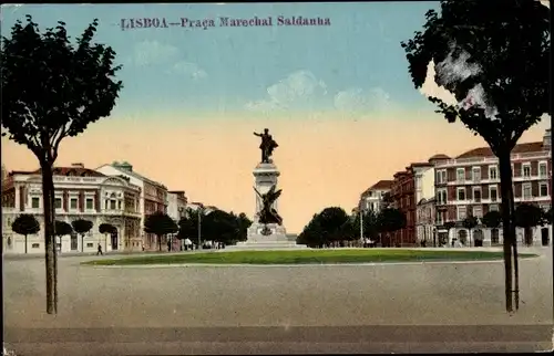 Ak Lisboa Lissabon Portugal, Praca Marechal Saldanha, Denkmal