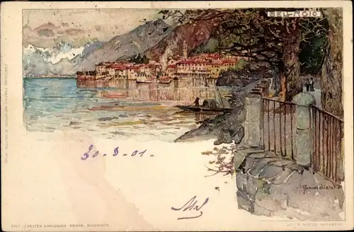 Künstler Litho Wielandt, Manuel, Bellagio Lago di Como Lombardia, Seepartie