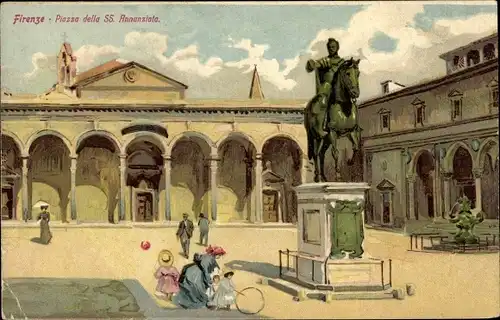 Ak Firenze Florenz Toscana, Piazza della SS. Annunziata