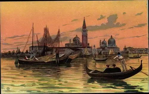Ak Venezia Venedig Veneto, Panorama, Gondoliere, Boote