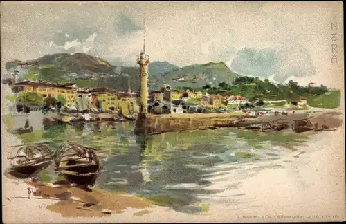 Künstler Ak Intra Verbania Lago Maggiore Piemonte, Panorama