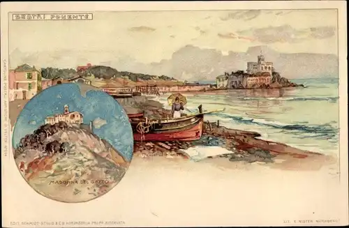 Künstler Litho Wielandt, Manuel, Sestri Pomente Genova Genua Ligurien, Madonna dell Gazzo