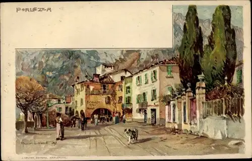 Künstler Ak Wielandt, Manuel, Porlezza Lombardia, Straßenszene