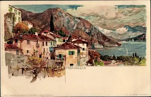 Künstler Litho Wielandt, Manuel, Menaggio Lago di Como Lombardia, Stadtpartie
