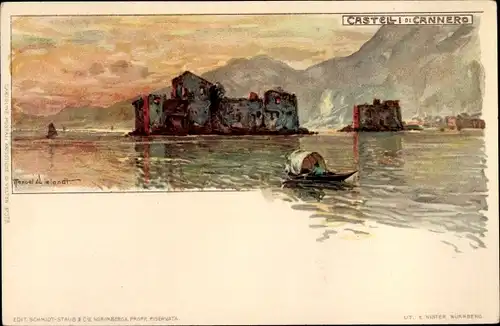 Künstler Litho Wielandt, Manuel, Cannobia Piemonte, Castelli di Cannero