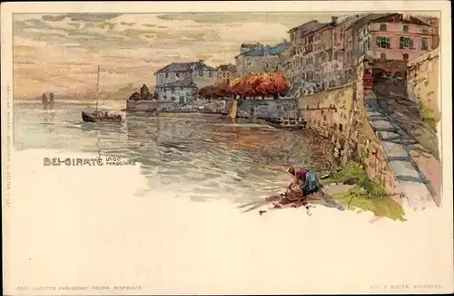 Künstler Ak Wielandt, Manuel, Belgirate Lago Maggiore Piemonte, Uferpartie