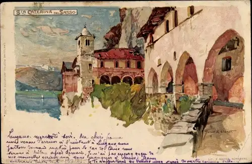 Künstler Litho Wielandt, Manuel, Leggiuno Lombardia, Kloster Santa Caterina del Sasso, Ortschaft