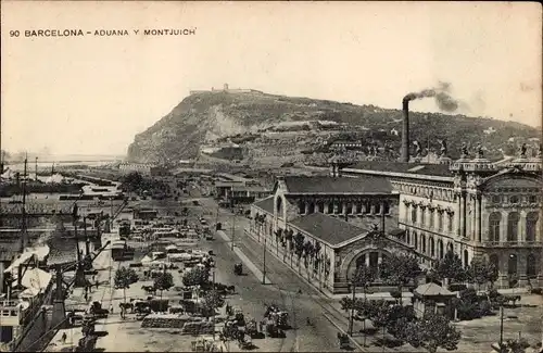 Ak Barcelona Katalonien Spanien, Aduana y Montjuich