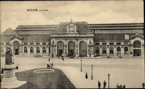 Ak Mons Wallonien Hennegau, Bahnhof