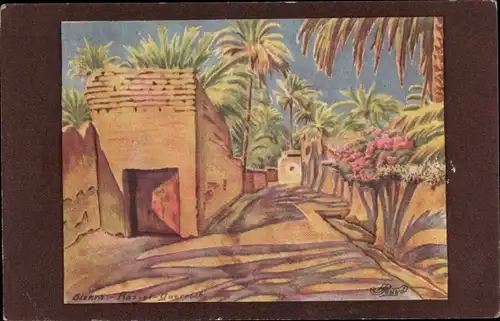 Ak Algerien, Straßenansicht, Palmen