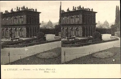 Stereo Ak Firenze Florenz Toscana, Le Palais Pitti et le Dome