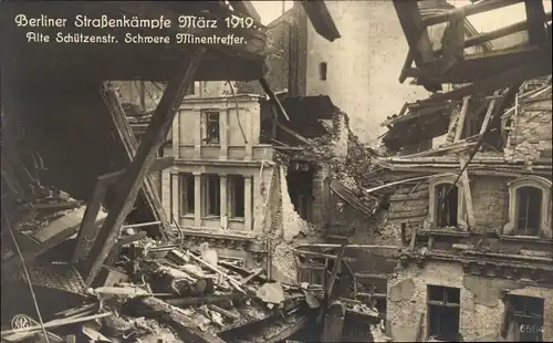 Ak Berlin Mitte, Straßenkämpfe 1919, Generalstreik, Zerstörtes Wohnhaus, Alte Schützenstraße