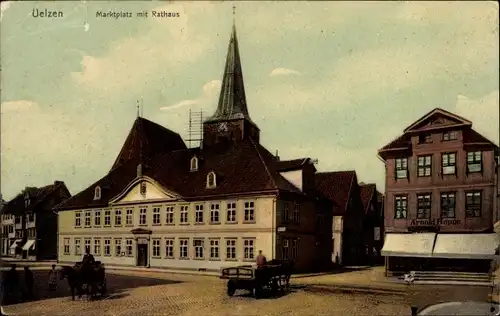 Ak Uelzen in Niedersachsen, Marktplatz mit Rathaus