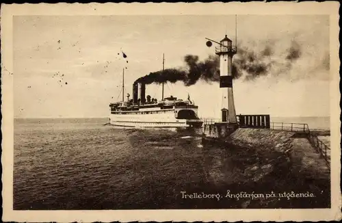Ak Trelleborg Schweden, Abfahrt der Fähre