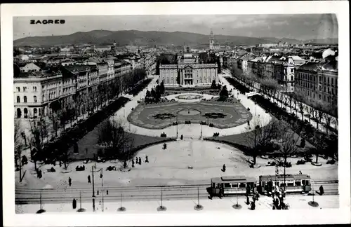 Ak Zagreb Kroatien, Park, Straßenbahn